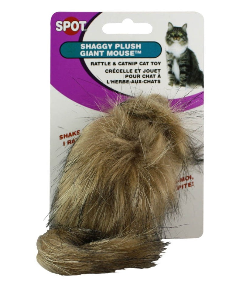 SPOT Shaggy Plush Giant Mouse with Catnip Cat Toy