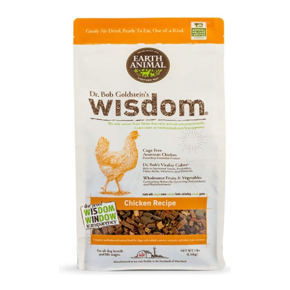 Earth Animal Dog WISDOM Chicken Flavor 3lb Size