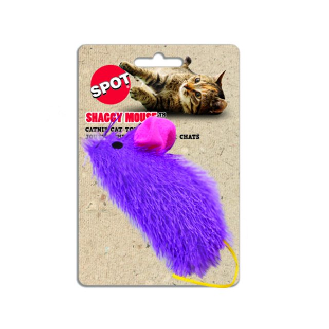 SPOT Shaggy Mouse with Catnip Cat Toy - Assorted Colors (1x)