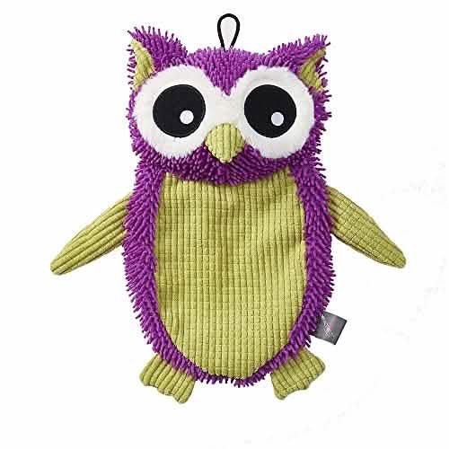 PetRageous Designs 16-Inch Stuffless Plush Owl Toy in Purple for Cats and Dogs