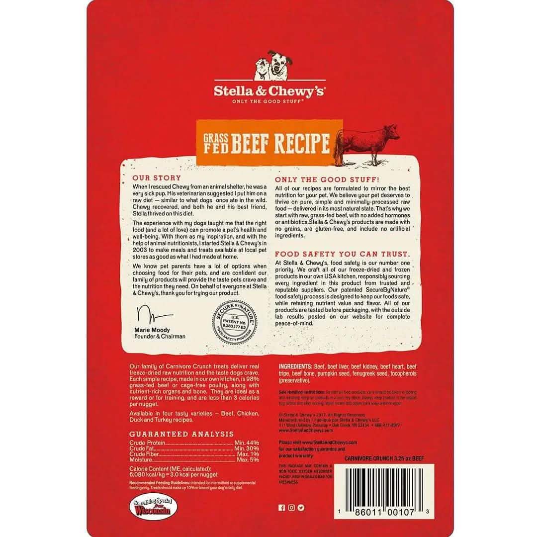 Stella & Chewy's Dog Treat Freeze-Dried Raw Carnivore Crunch Beef Recipe