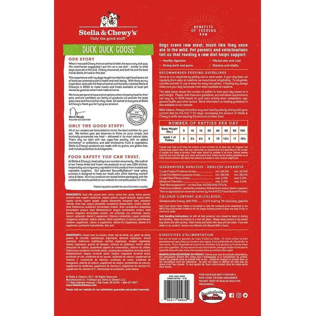 Stella & Chewy's Freeze-Dried Dog Food Duck Duck Goose Dinner Patties