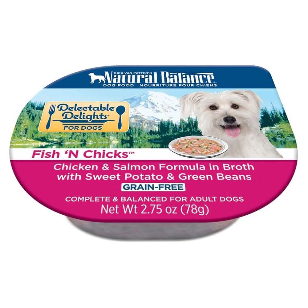 Natural Balance Dog Delectable Delights Chicken & Salmon Broth, Fish N Chicks Flavor, 2.75oz - Pack of 24