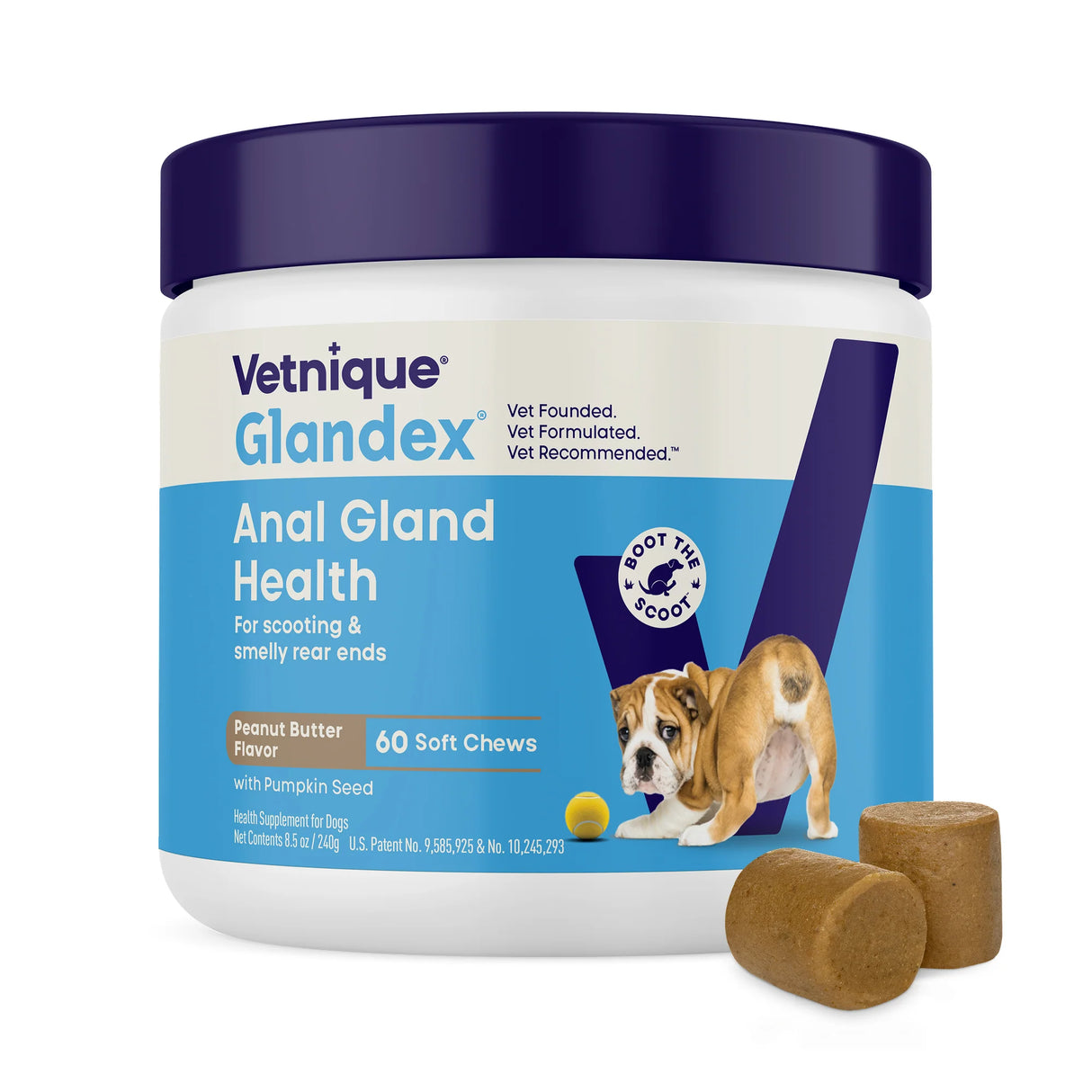 Vetnique Glandex Anal Gland Health Peanut Butter Flavored Supplement for Dogs (60 Chews)