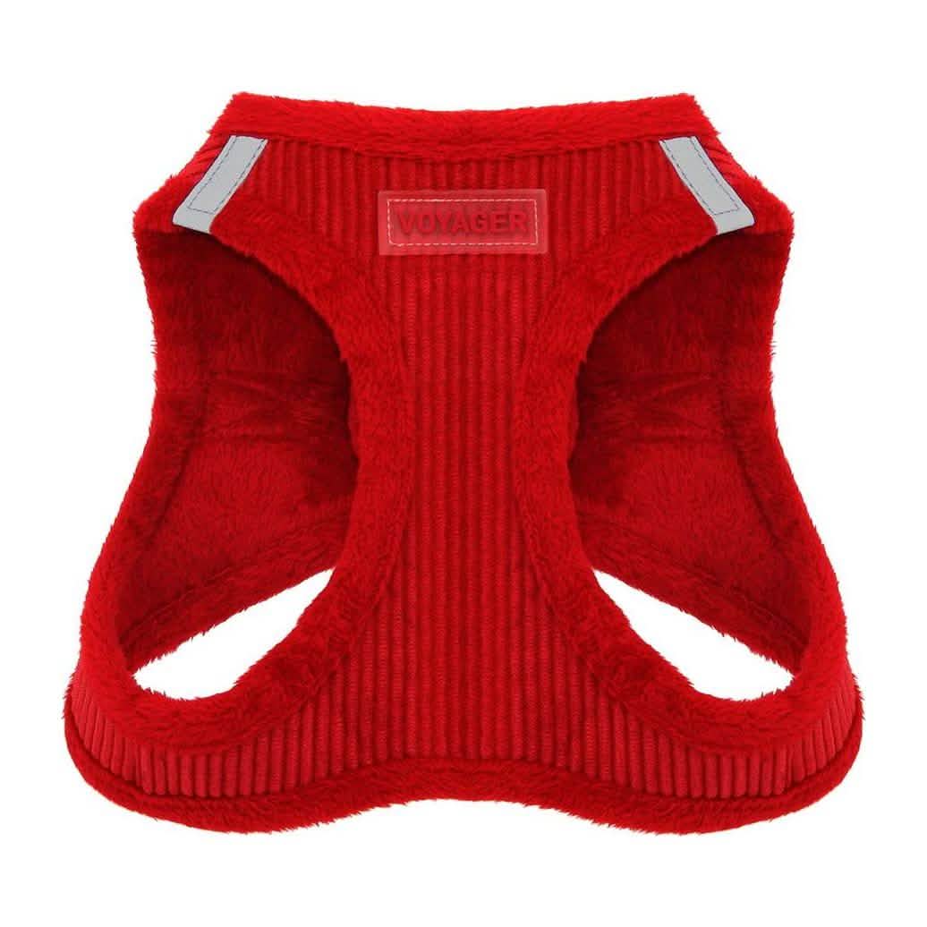Voyager Dog Harnesses Step-In Plush Corduroy Red XS for Dogs