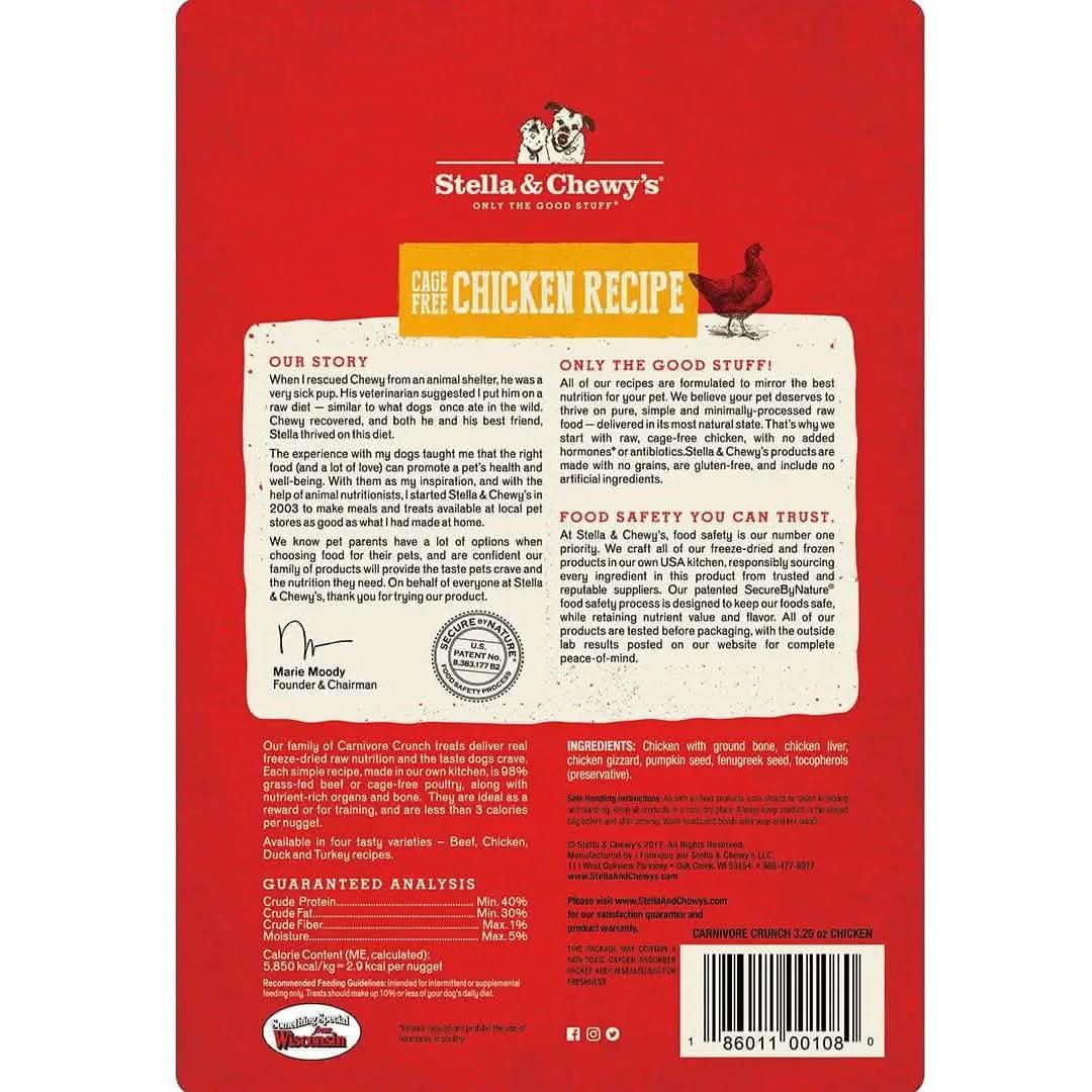 Stella & Chewy's Dog Treat Freeze-Dried Raw Carnivore Crunch Chicken Recipe