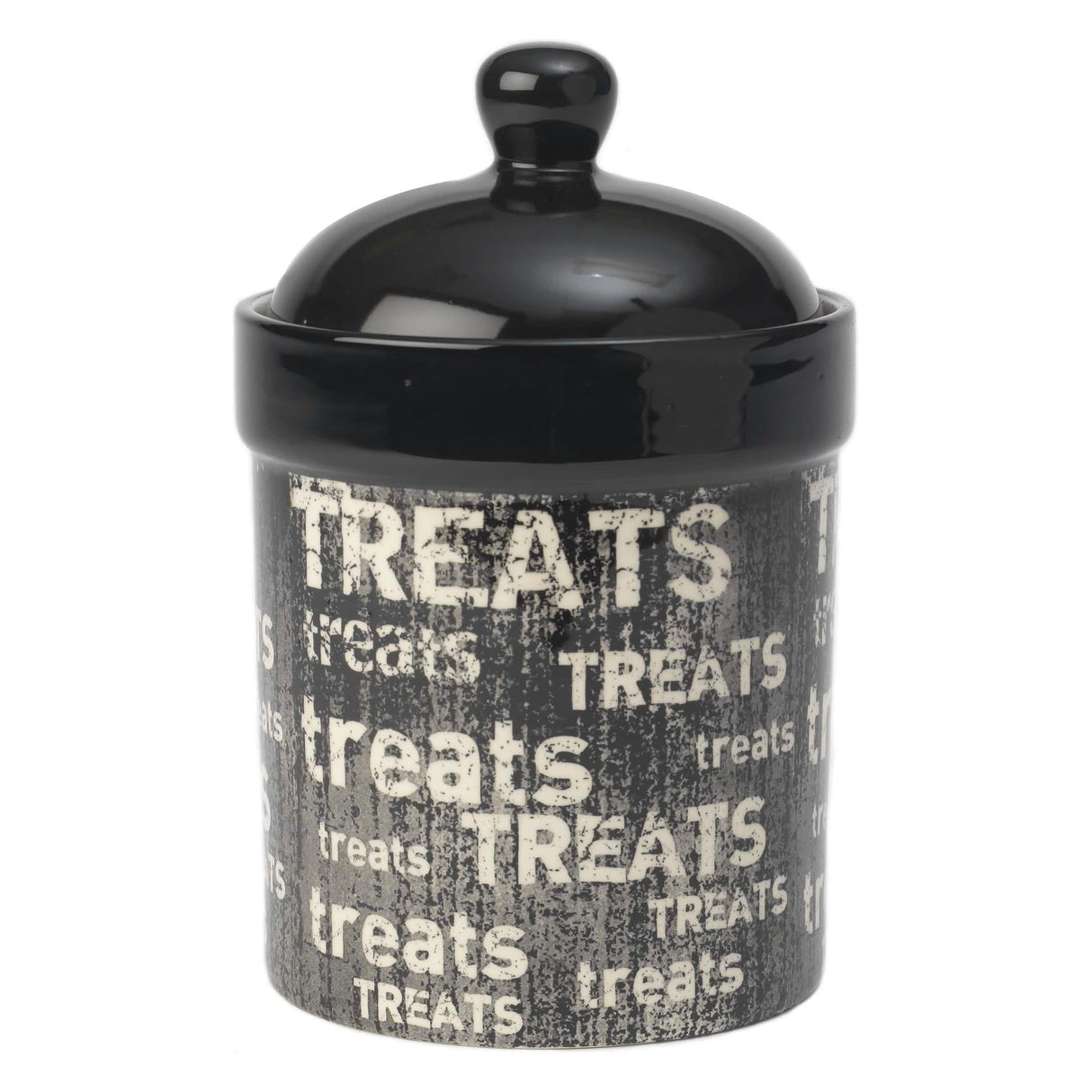 PetRageous Designs Vintage Treat Jar, 6-Inch Size, 9-Inch Height, Black Color for Dogs and Cats