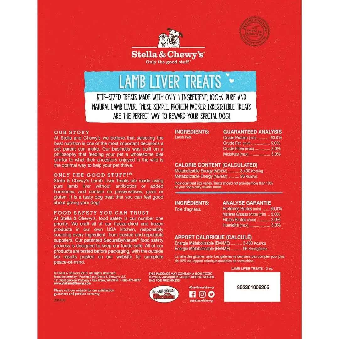 Stella & Chewy's Dog Treat Freeze-Dried Raw Lamb Liver Treats