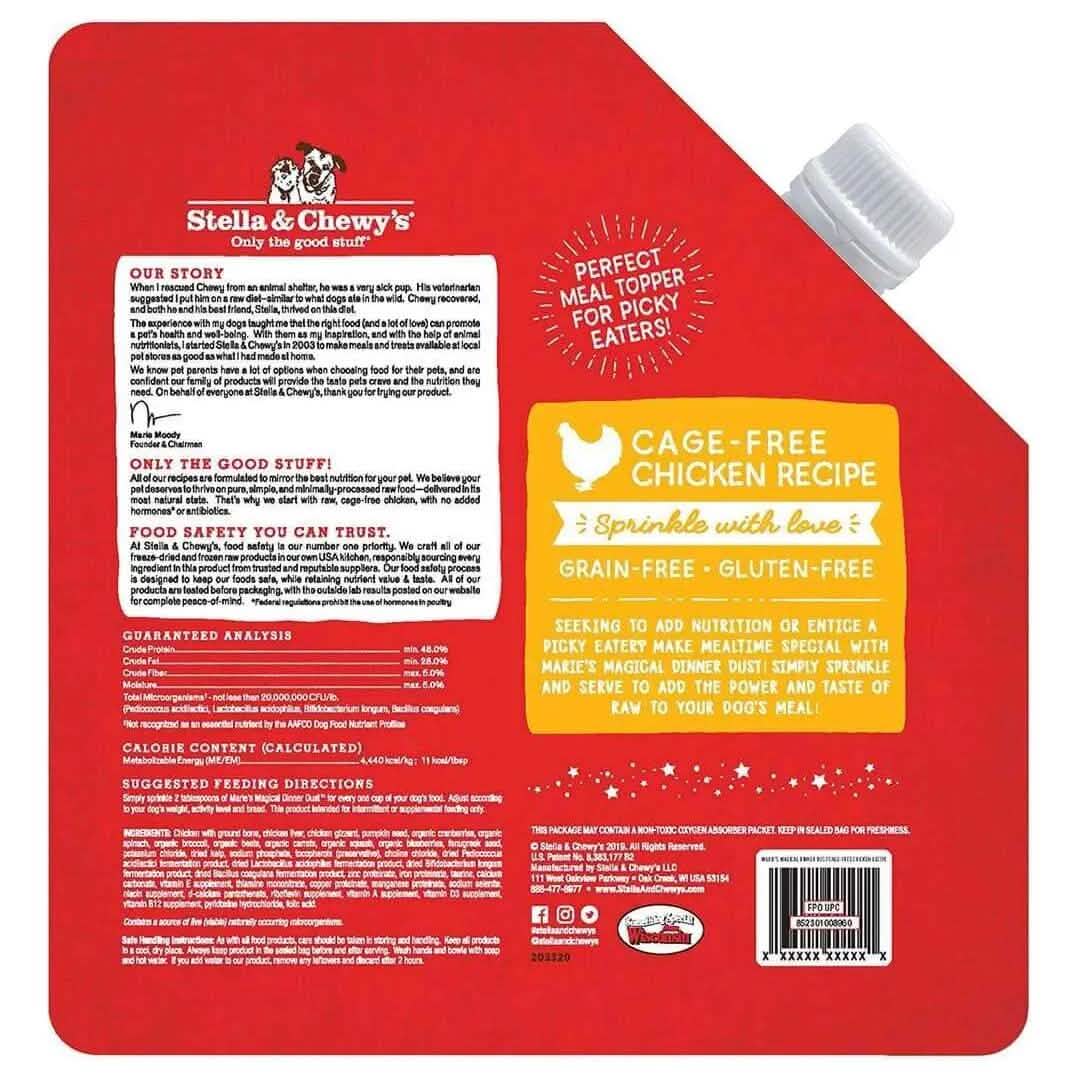 Stella & Chewy's Dog Food Topper Marie's Magical Dinner Dust Cage-Free Chicken Recipe