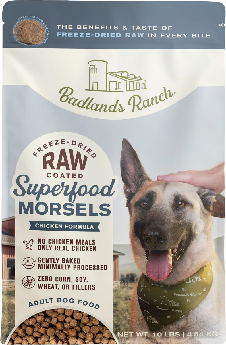 Badlands Ranch Raw Coated Morsels Chicken Freeze Dried Dog Food (10lb bag)