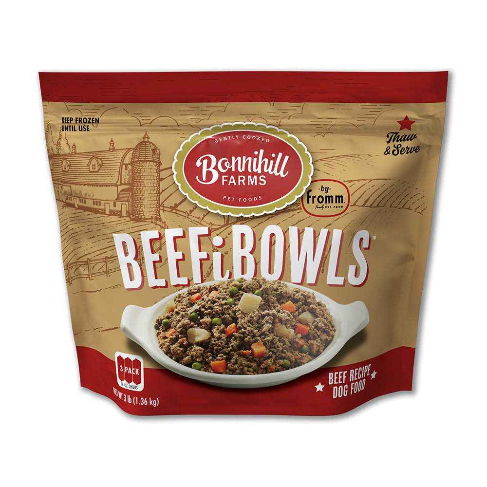Bonnihill Farms by Fromm Gently Cooked Frozen Dog Food BeefiBowls Beef Recipe 3lb