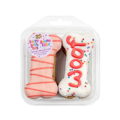 Bosco & Roxy's Happy Bark-Day Bones Pink Cookie 4 pack