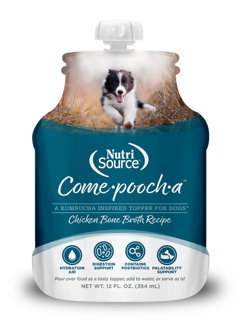 NutriSource Dog Wet Food Pouch Topper Come-Pooch-A Chicken Broth 12oz