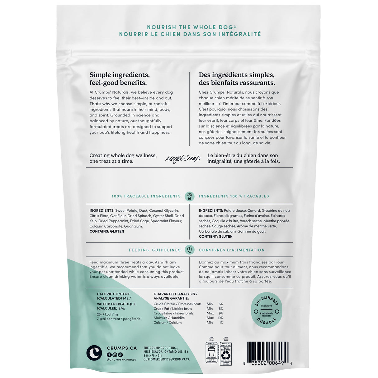 Crumps Naturals Fresh Bites Spearmint Dog Treats (7.3oz bag)