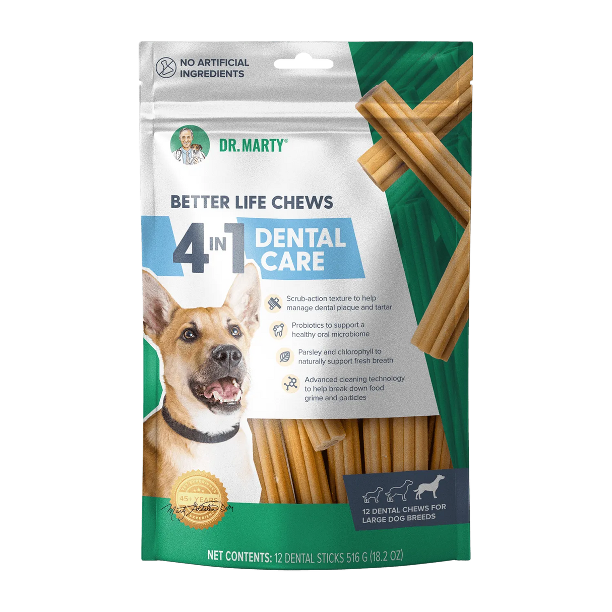 Dr Marty's Better Life Chews 4-in-1 Dental Care Dog Treats - Large (18.2 oz, 12 Pack)