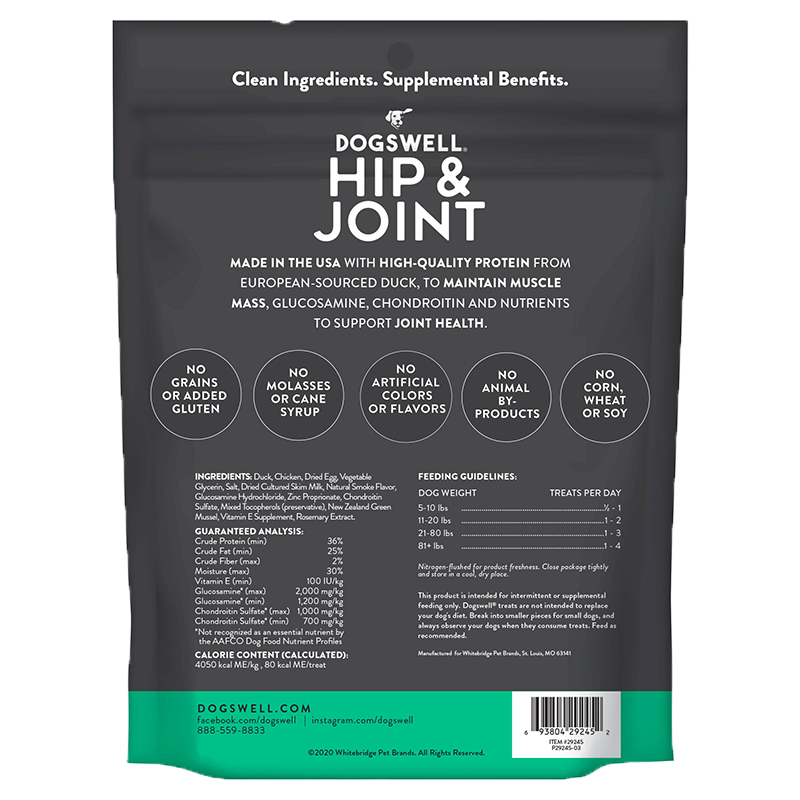 Dogswell Hip & Joint Grillers يعامل وصفة البط 10 أوقية