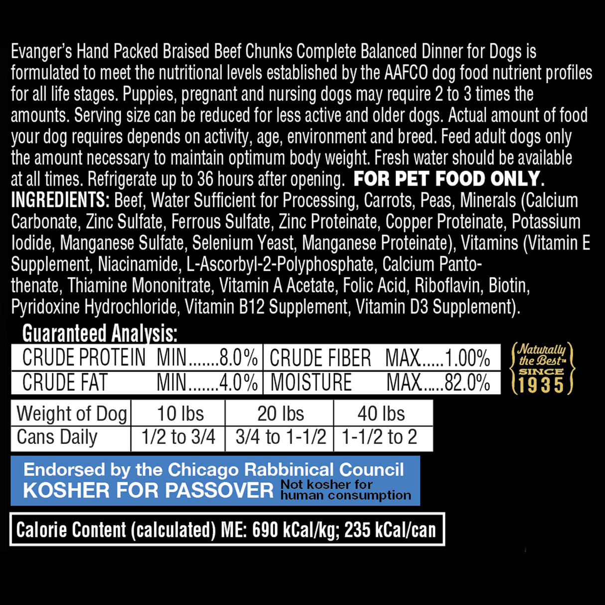 Evanger's Dog Wet Food Braised Beef Chunks With Gravy 12oz