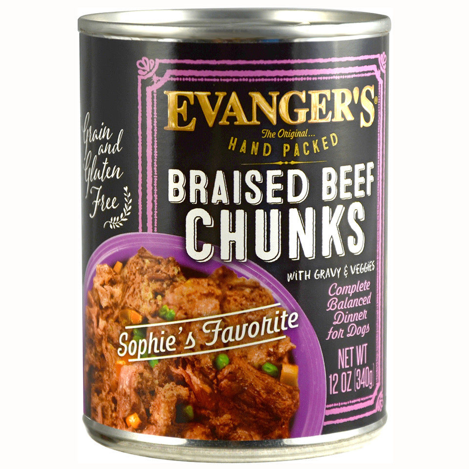 Evanger's Dog Wet Food Braised Beef Chunks With Gravy 12oz