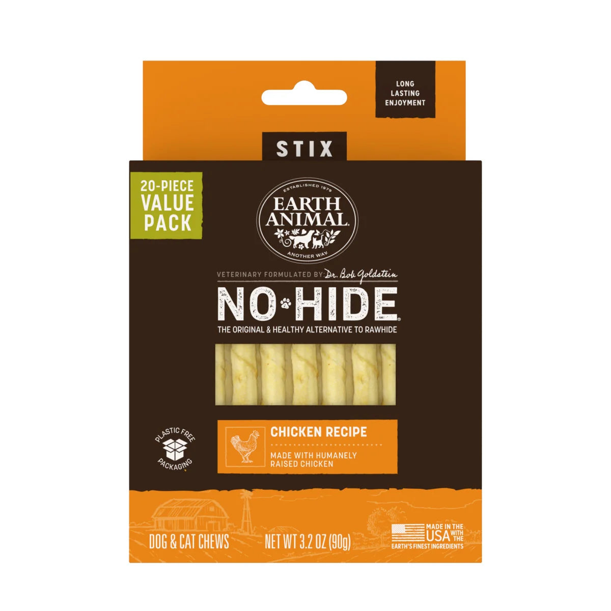 Earth Animal No Hide Stix Chicken Dog Treats (20 Pack)