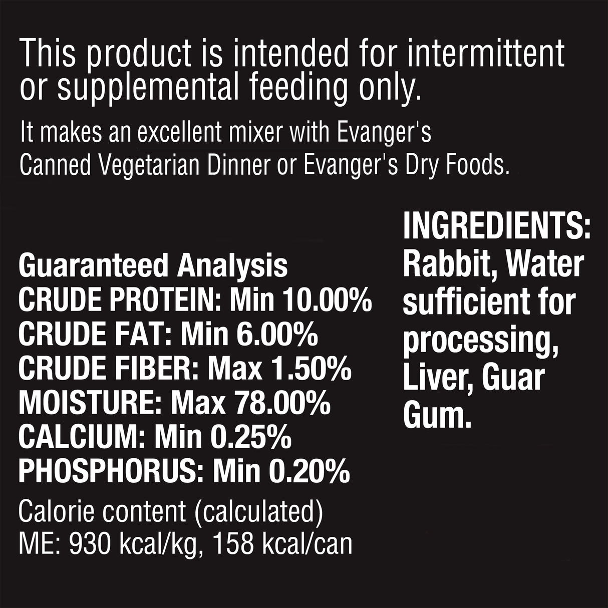 Evanger's Dog & Cat Wet Topper Grain Free Rabbit 12.5oz