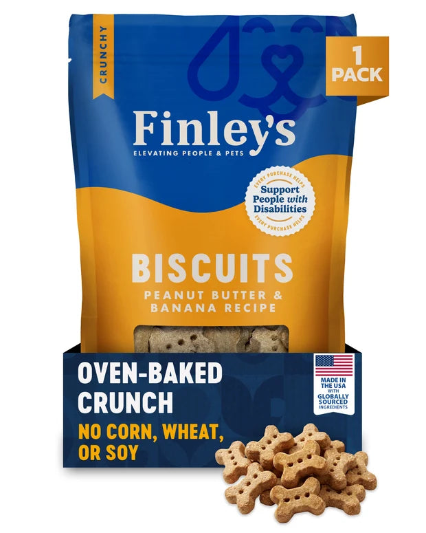 Finley's Biscuits Peanut Butter & Banana Recipe Dog Treats (6oz bag)