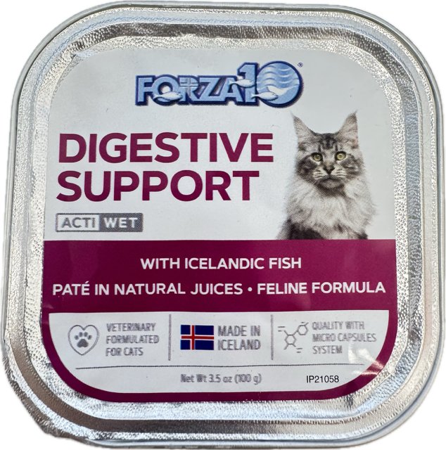 FORZA10 Wet Cat Food Digestive Support ActiWet with Icelandic Salmon 3.5oz