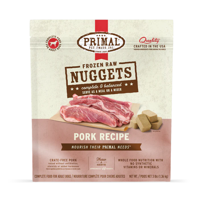 Primal Frozen Raw Nuggets Pork Recipe Dog Food