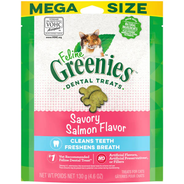 Greenies Dental Treats Savory Salmon Flavor for Cats (4.6oz)