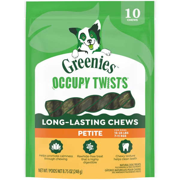 Greenies Occupy Twist Long Lasting Dog Chews (Petite - 10 count)