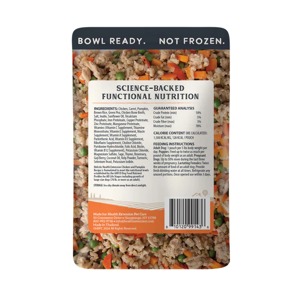 Health Extension Gently Cooked In Bone Broth Chicken & Pumpkin Dog Wet Food (3oz pouch)