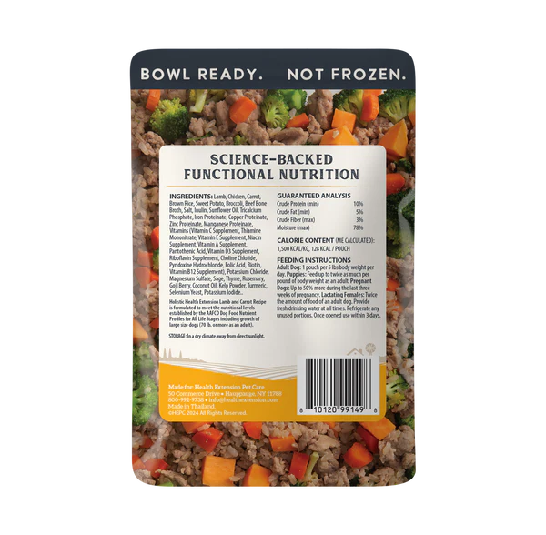 Health Extension Gently Cooked In Bone Broth Lamb & Carrot Dog Wet Food (3oz pouch)