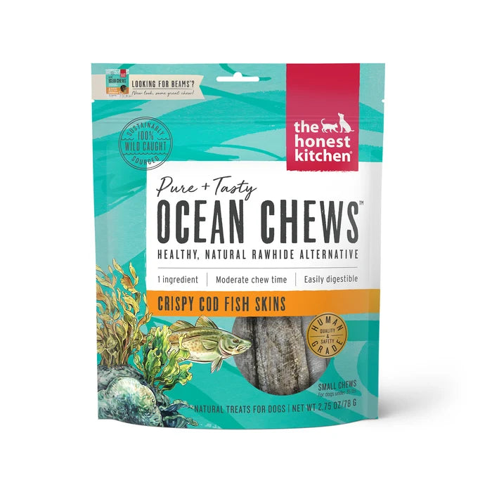 The Honest Kitche Ocean Chews Crispy Cod Fish Skins Dog Treats (2.75oz)