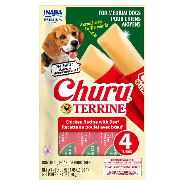 Inaba Churu Terrine Chicken Recipe with Beef Dog Treats (Medium - 4 pack)