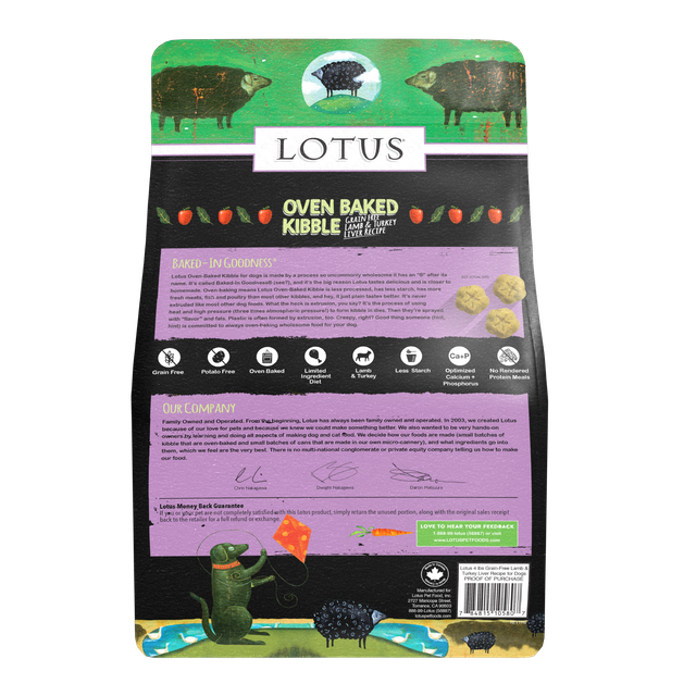 Lotus Grain Free Lamb & Turkey Liver Recipe Dry Dog Food (4lb Bag)