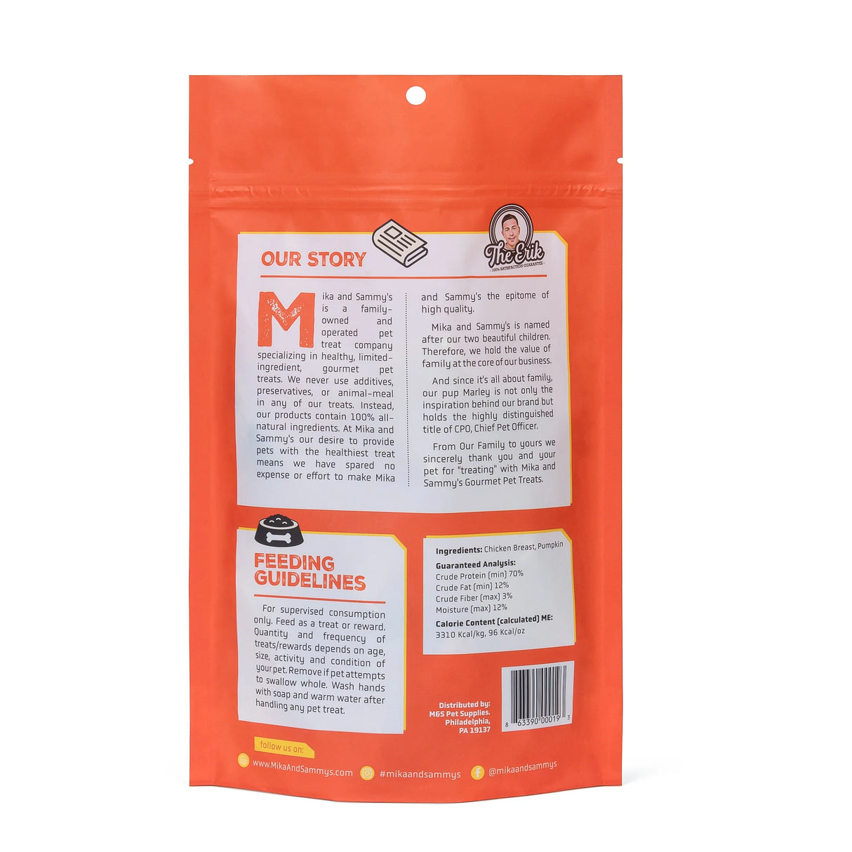 Mika & Sammy's Golosinas para Perros Paw Lickin' Pumpkin Chicken