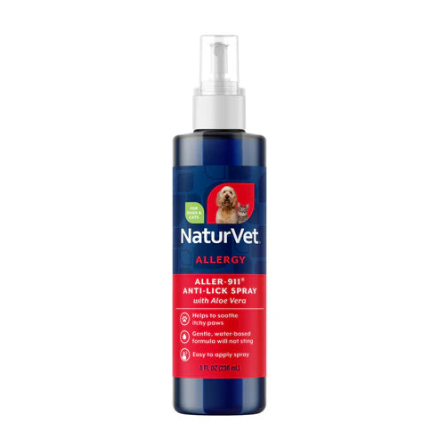 NaturVet Aller-911 Anti-Lick Paw Spray for Dogs & Cats (8oz)