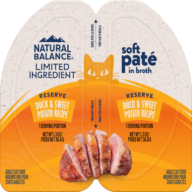 Natural Balance Limited Ingredient Duck & Sweet Potato Soft Pate Split Cup Wet Cat Food (2.6oz)