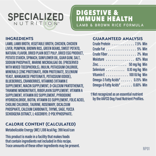 Natural Balance Dog Wet Food Digestive & Immune Health Stew With Lamb & Brown Rice 12.7oz