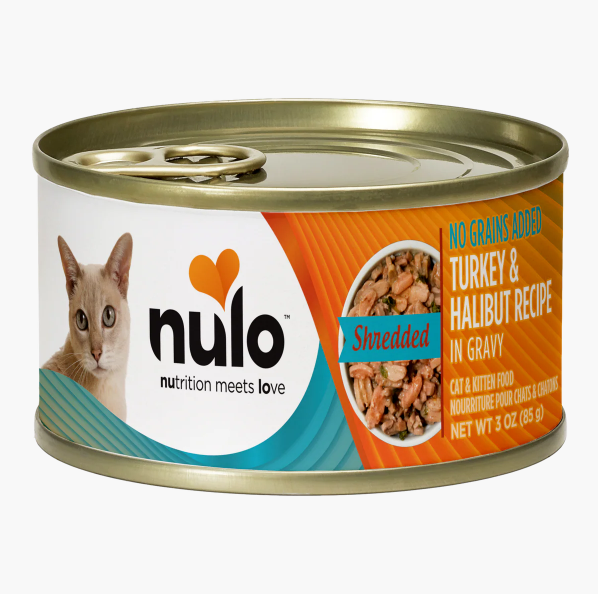 Nulo Wet Cat Food Shredded Turkey and Halibut Recipe in Gravy 3oz