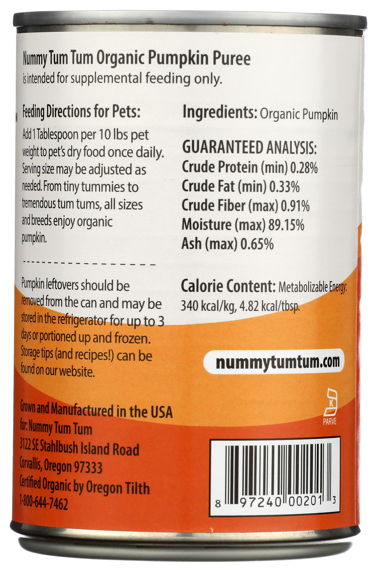 Nummy Tum-Tum Calabaza orgánica para perros y gatos