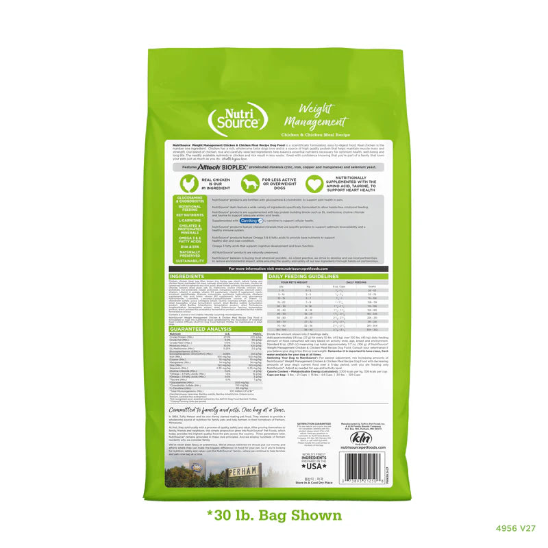 NutriSource Weight Management Chicken & Chicken Meal Recipe Dry Dog Food (4lb Bag)