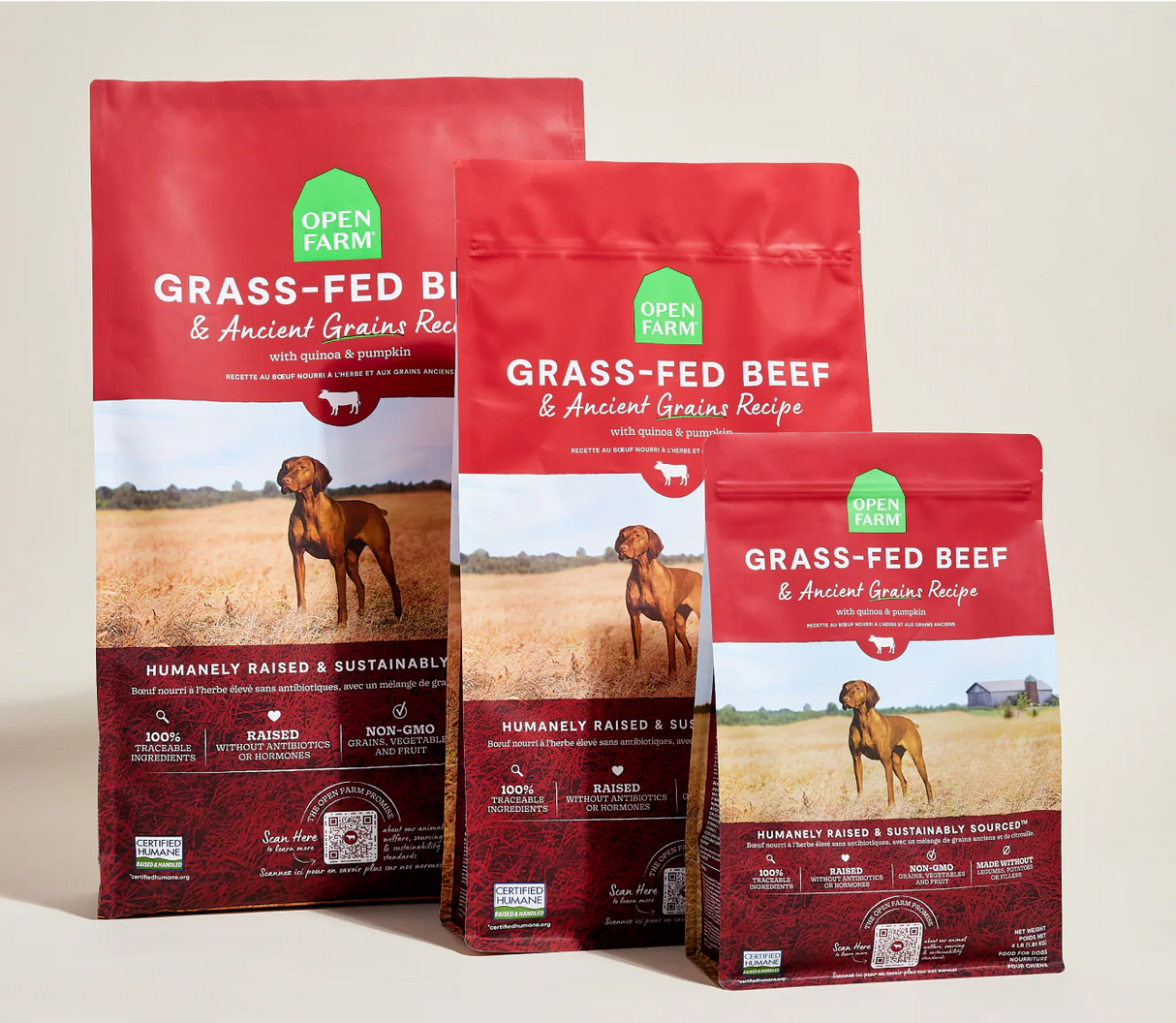 Open Farm Grass-Fed Beef & Ancient Grains Dry Dog Food (11lb Bag)