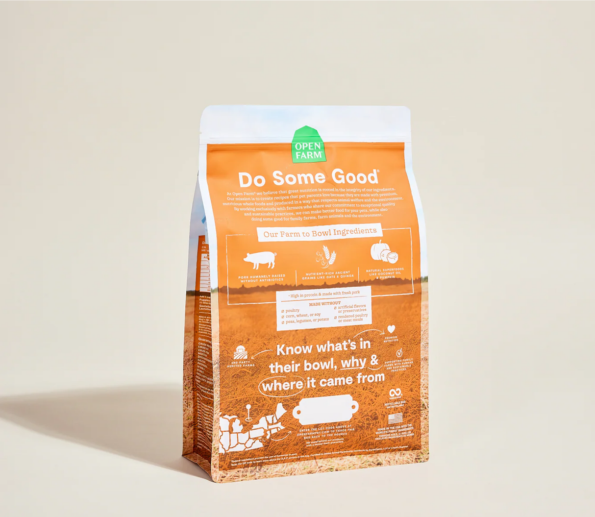 Open Farm Dog Dry Food Farmer's Table Pork & Ancient Grains 4lb