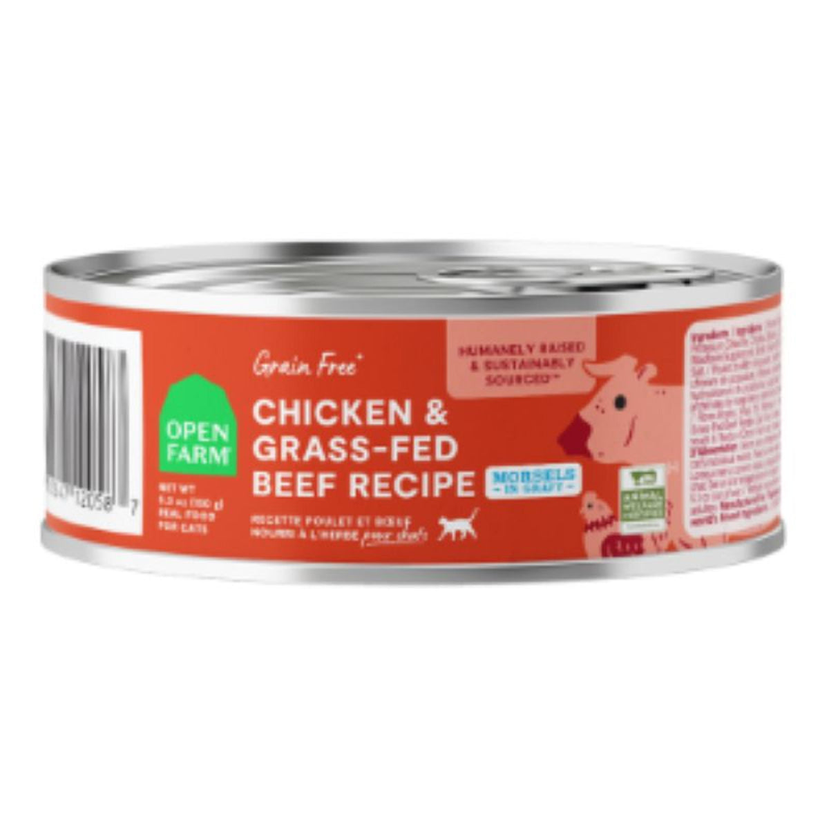 Open Farm Grain Free Chicken & Grass Fed Beef Morsels in Gravy (5.3oz can)