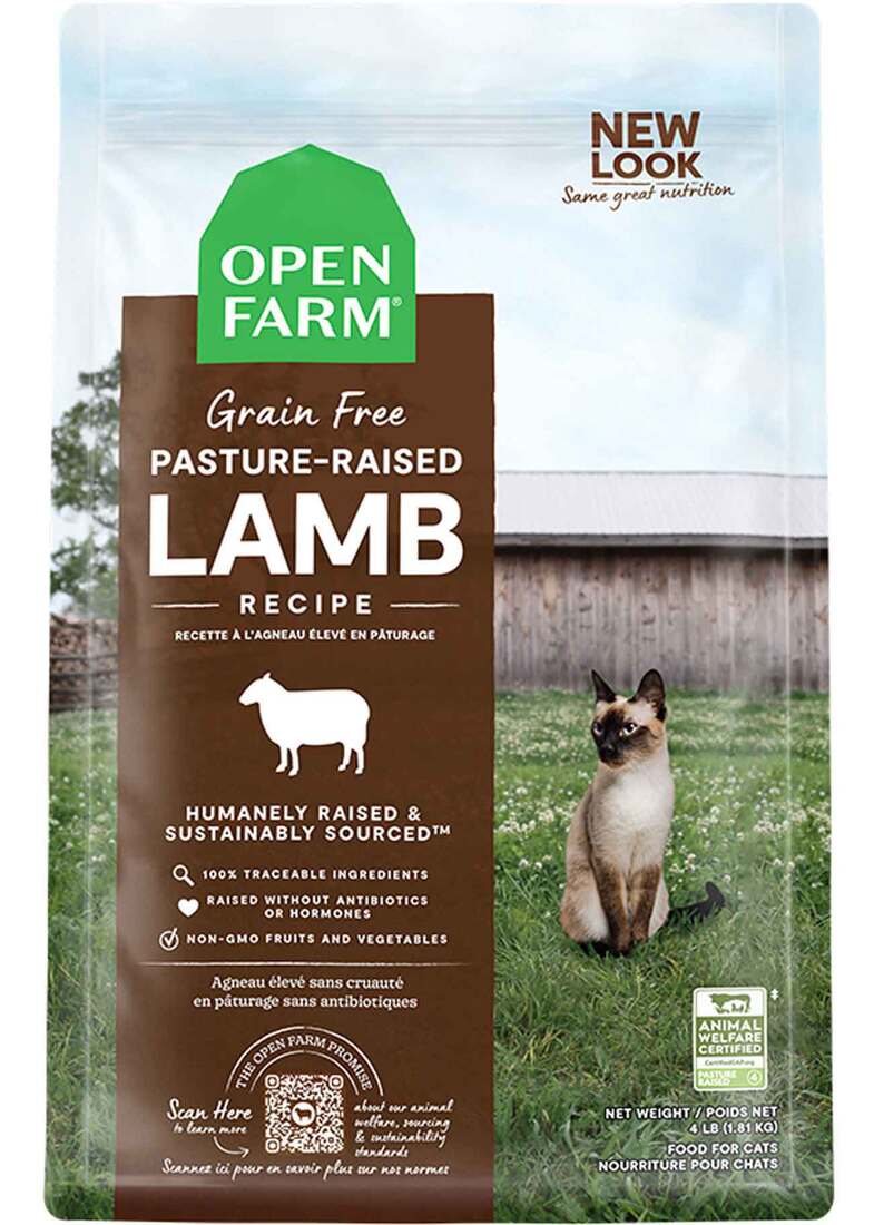 Open Farm Pasture-Raised Grain Free Lamb Dry Cat Food (4lb Bag)