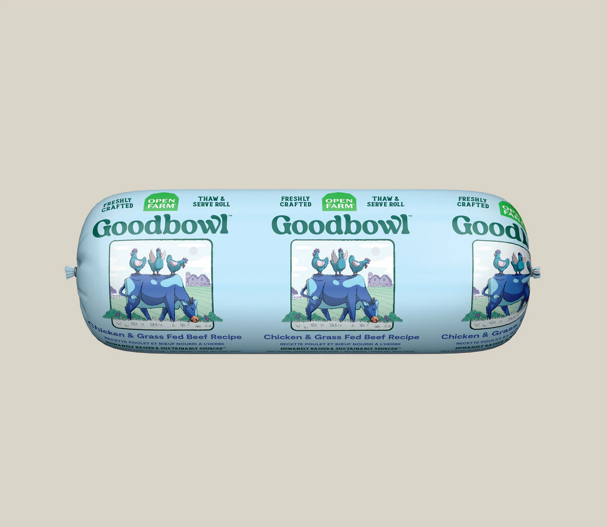 Open Farm Goodbowl Chicken & Grass-Fed Beef Cooked Frozen Dog Food (20oz Roll)