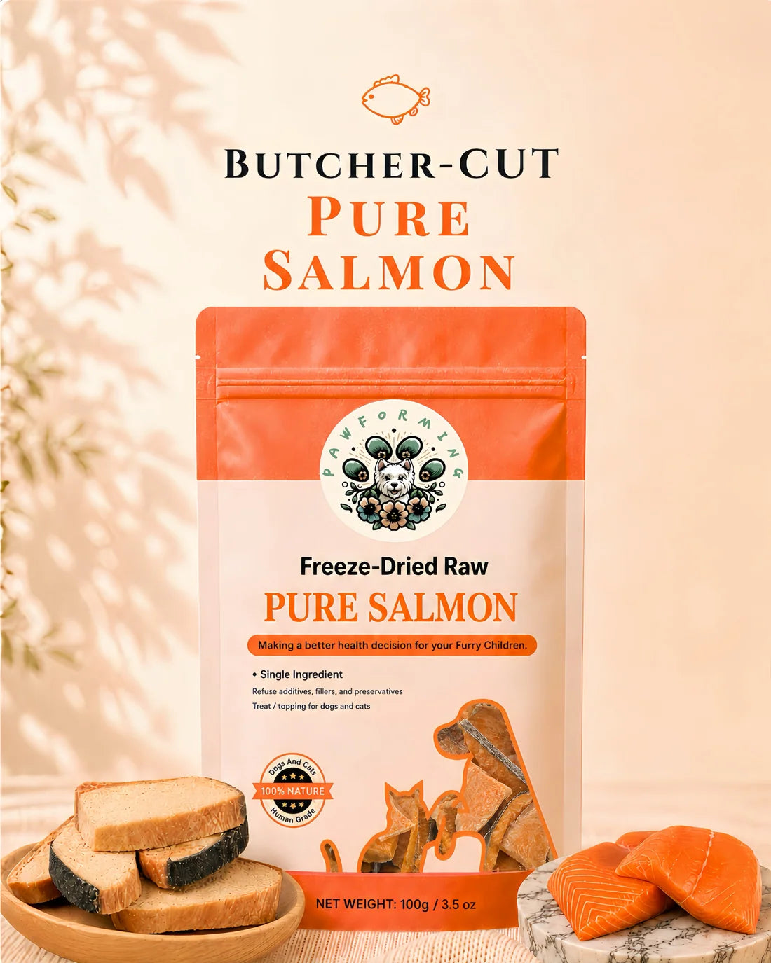 Pawforming Freeze-Dried Pure Salmon Dog & Cat Treats (3.5oz)