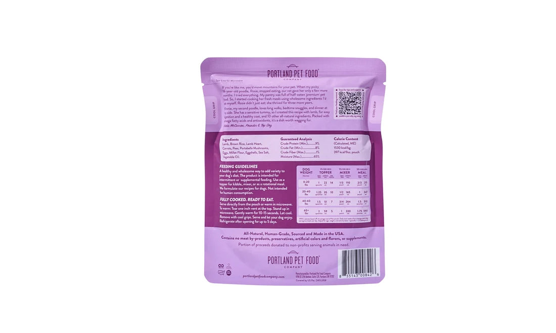Portland Pet Winnie's Lamb N' Rice Dog Food Topper (9oz Pouch)