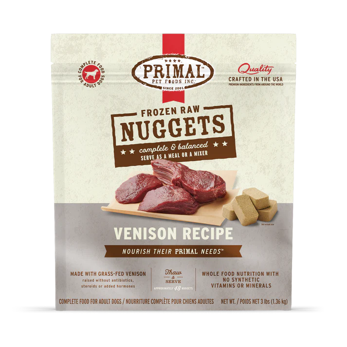 Primal Frozen Raw Nuggets Venison Recipe Dog Food