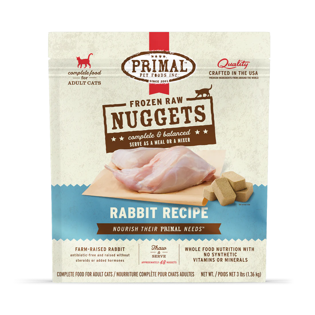 Primal Frozen Raw Nuggets Rabbit Recipe Cat Food